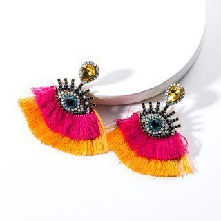 Rhinestone Eye Fringed Drop Earring