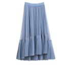 Pleated Chiffon Tiered A-line Midi Skirt