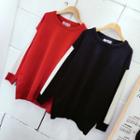 Loose-fit Knitted Color-block Knit Sweater