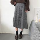 Houndstooth Asymmetric Midi Skirt