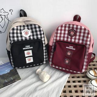 Pig Applique Canvas Backpack
