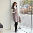 Wool Blend Plaid Pinafore Dress Beige - One Size