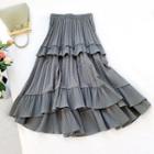 Asymmetric Layered Pleated Skirt