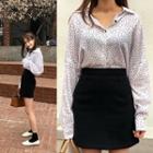 Fly-front Dot Print Blouse White - One Size