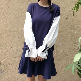 Ruffled Hem Two Tone A-line Dress