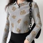 Long-sleeve Waffle Polo Shirt