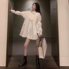 Shirred Long-sleeve Loose-fit Shirt