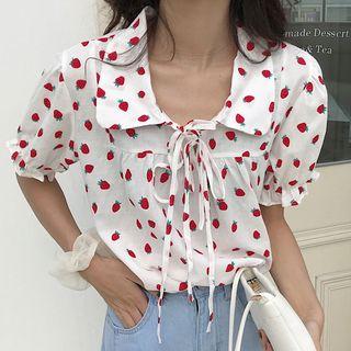 Strawberry Short-sleeve Blouse White - One Size
