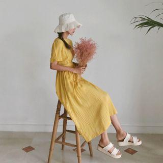 Crinkled A-line Dress