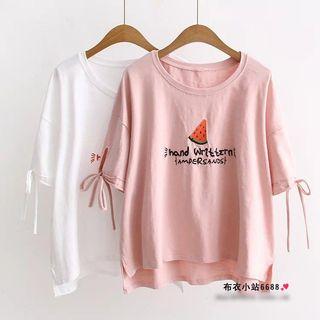 Bow Embroidered Short-sleeve T-shirt