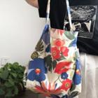 Floral Print Cotton Tote Bag Double Layer & 1 Of Strap - Flower - Almond - One Size