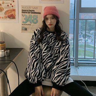 Zebra Print Sweatshirt Zebra - Black & White - One Size
