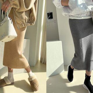 Slit-back Knit Long H-line Skirt