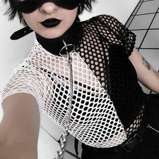 Short-sleeve Fishnet Top