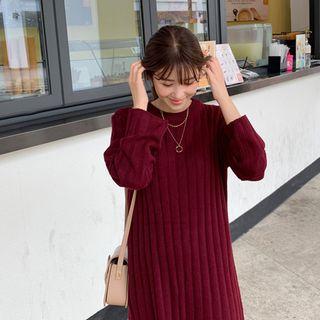 Crew-neck Ribbed Midi Knit Dress