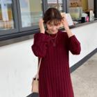 Crew-neck Ribbed Midi Knit Dress