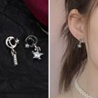 Non-matching Rhinestone Moon & Star Dangle Earring Be0852 - 1 Pair - As Shown In Figure - One Size