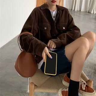 Corduroy Button-up Jacket Coffee - One Size