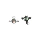 Angel Devil Asymmetrical Stud Earring 1 Pair - Asymmetrical - Black & Silver - One Size