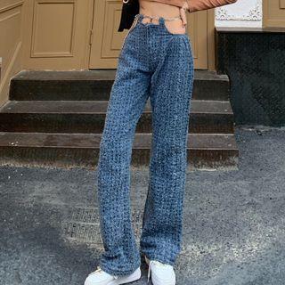 High-waist Chain Cutout Wide-leg Pants