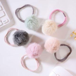 Pom Pom Accent Hair Tie B0661 - Beige - One Size