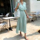 Tie-waist Maxi Wrap Dress Mint Green - One Size