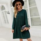 Long Sleeve Cable Knit A-line Dress