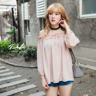 Lace Off-shoulder Chiffon Top