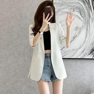 3/4-sleeve Double Breasted Blazer / Dress Pants / Set