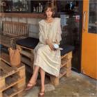 Lace-trim Maxi Tiered Dress Beige - One Size