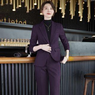 Single-breasted Blazer / Blouse / Straight Leg Dress Pants