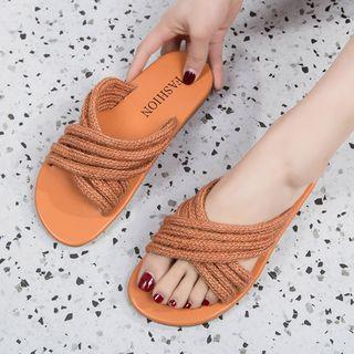Crossover Braided Strap Slippers