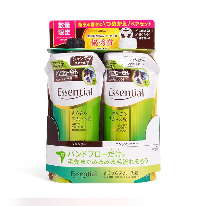 Kao - Essential Auto Smooth Technology Refill (smooth) : Shampoo + Conditioner 1 Set