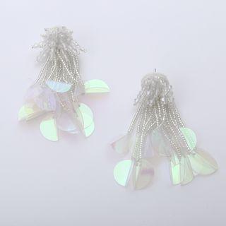 Fringed Sequined Drop Earring 1 Pair - 1892 - White - One Size