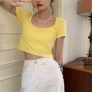 Crew-neck Plain T-shirt / U-neck Plain T-shirt