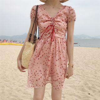 Cherry Printed V-neck Dress