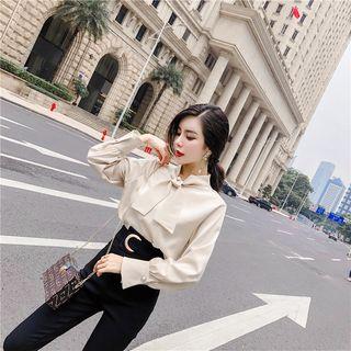 Set: Tie Neck Blouse + Slim Fit Pants