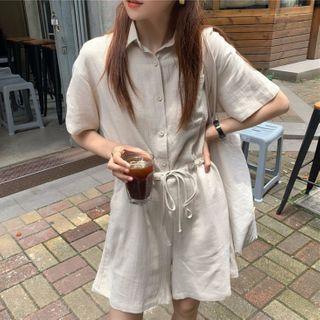 Short-sleeve Wode-leg Romper