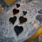 Alloy Heart Dangle Earring 1 Pair - Black & Gold - One Size
