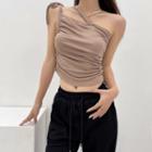 One-shoulder Ruched Cropped Camisole Top