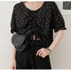 Short-sleeve Drawstring Floral T-shirt