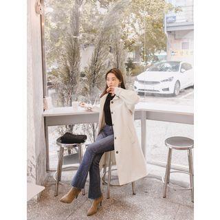 Raglan-sleeve Belted-cuff Coat