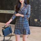 Double-breasted Plaid Mini Coat Dress