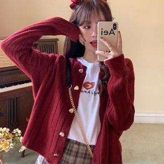 Heart Buttoned Cardigan