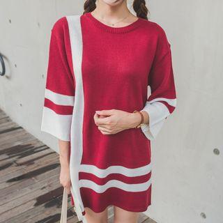 3/4-sleeve Long Sweater
