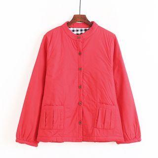 Stand-collar Lantern-sleeve Padded Top