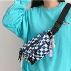 Checkered Nylon Waist Bag / Bag Charm / Set