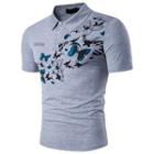 Butterfly Print Short-sleeve Polo Shirt