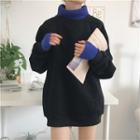 Turtleneck Mock Two-piece Pullover