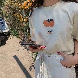 Short Sleeve Print T-shirt Almond - One Size